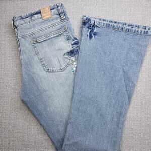 Y2K Mudd‎ Womens Juniors Jeans 9 Lowrise Flared Sequin Blue Denim Stretch
